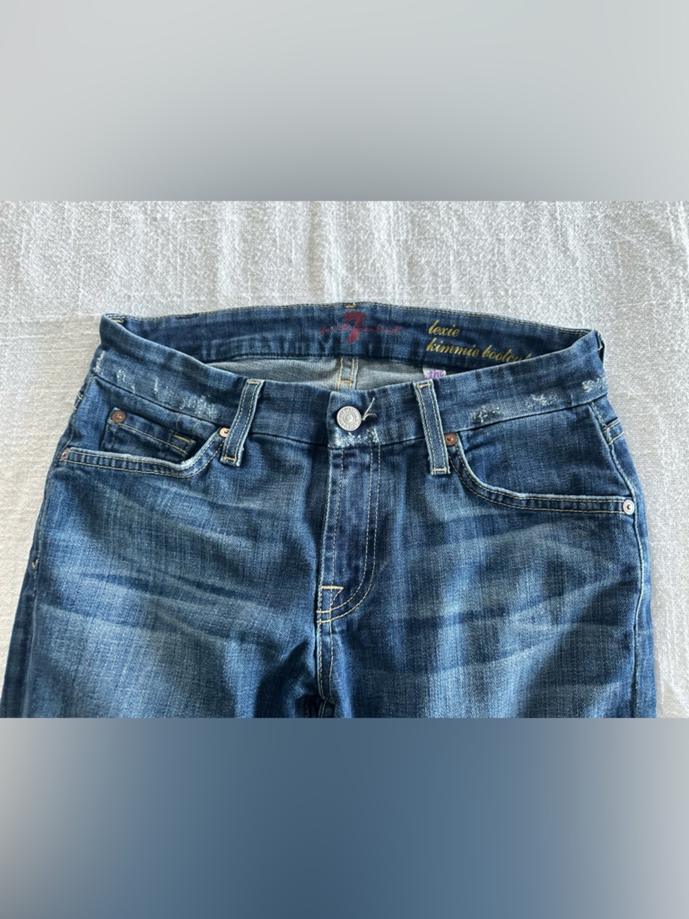 7 For All Mankind Dark Blue Kimmie Jeans Lexie Petite Length - Picture 2 of 6